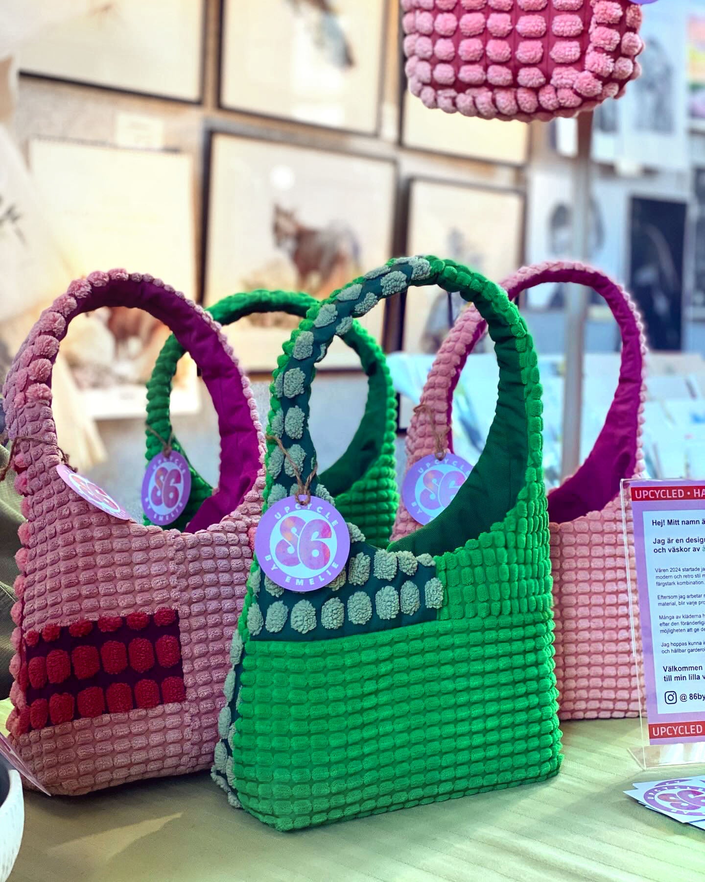 Multi Green Fluff Handbag