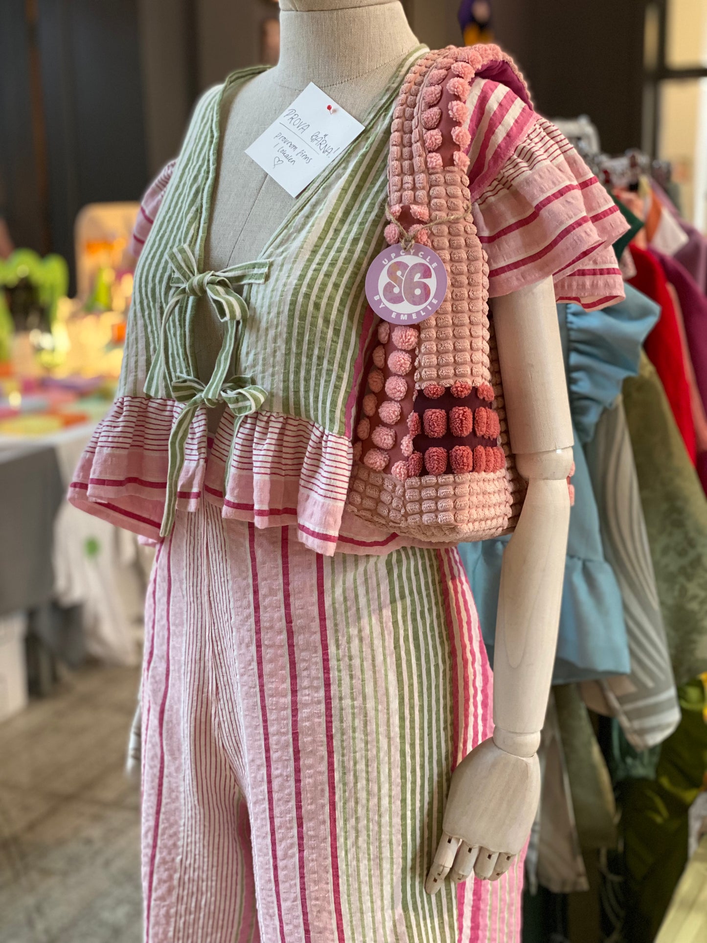 Pink/Green Ruffled Top