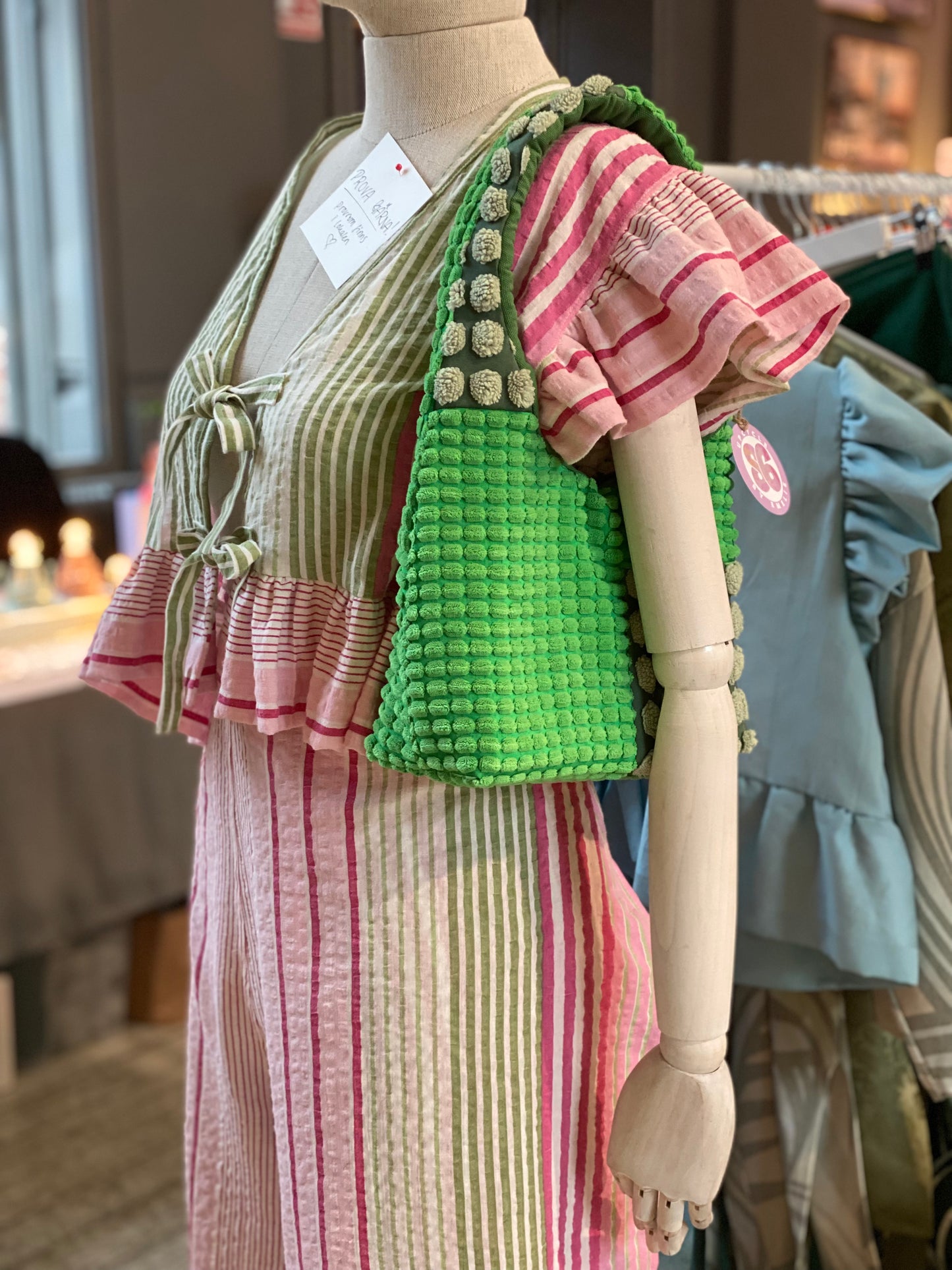 Multi Green Fluff Handbag