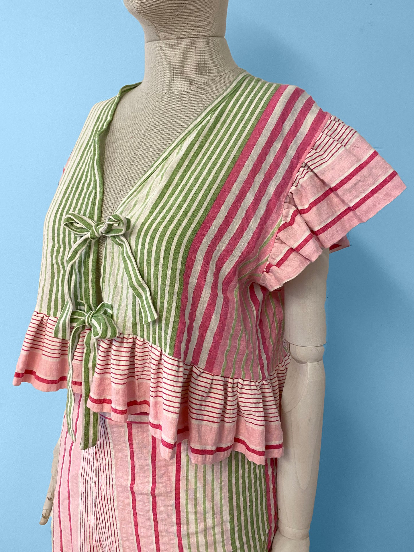 Pink/Green Ruffled Top