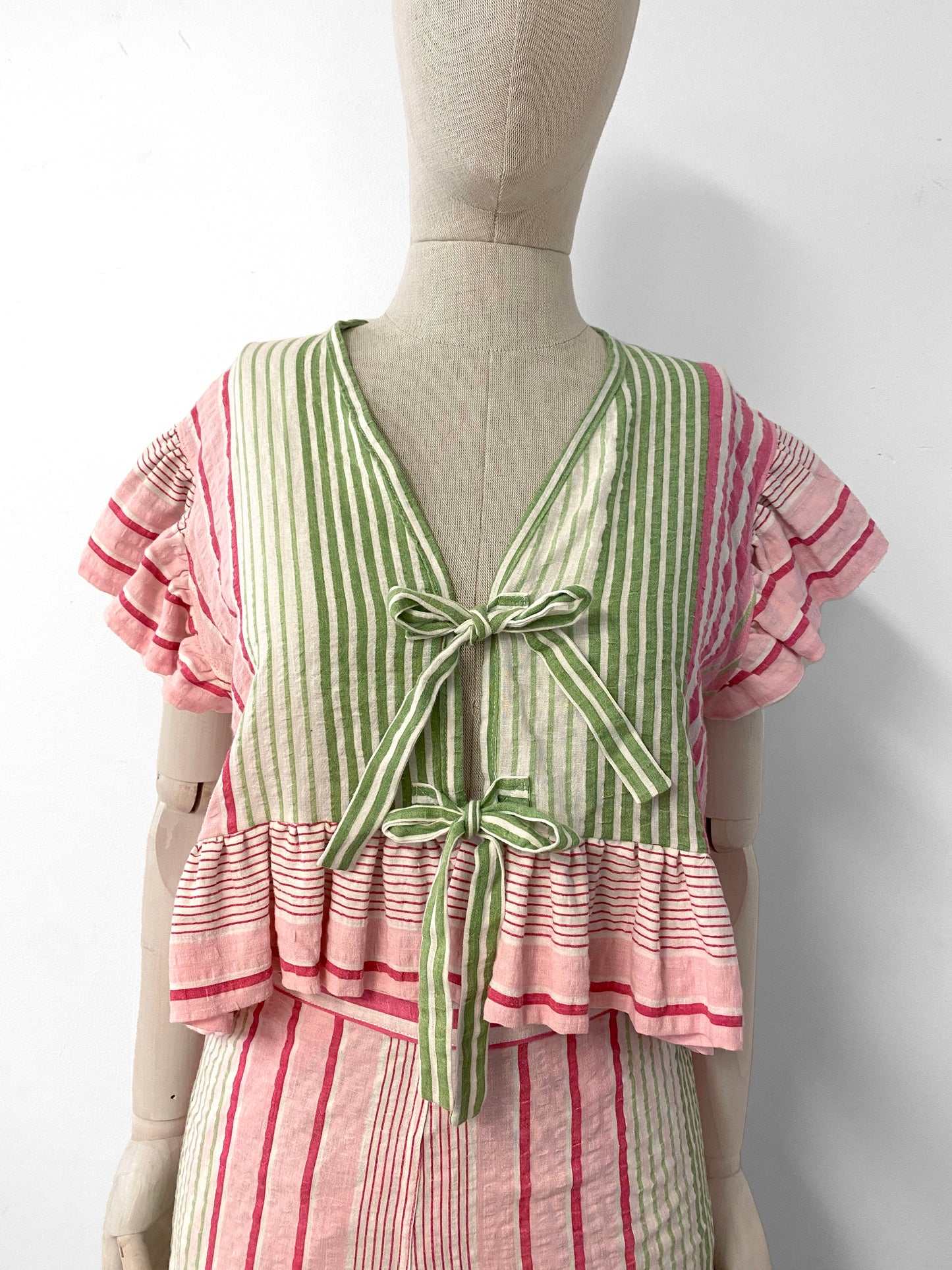 Pink/Green Ruffled Top