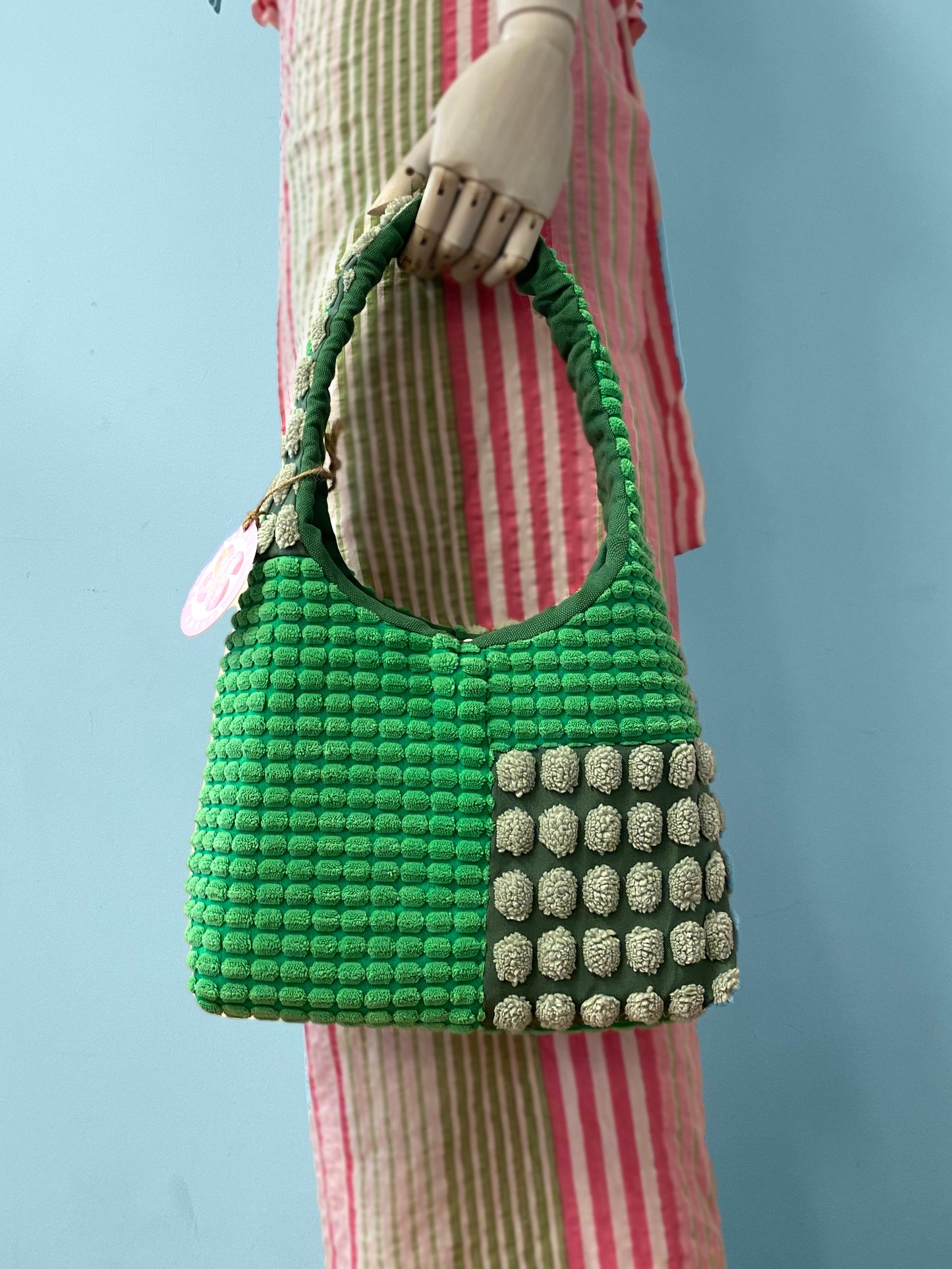Multi Green Fluff Handbag