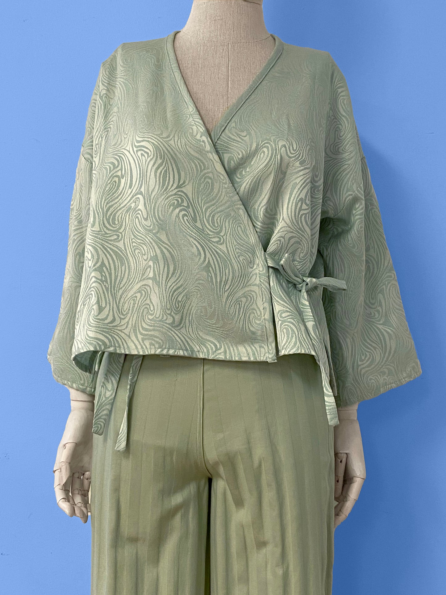 Minty Swirl Wrap Top