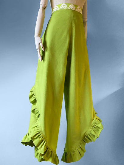 Green Ruffled Wrap Pants