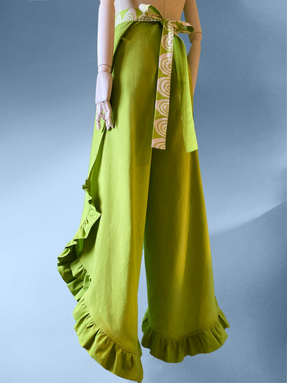 Green Ruffled Wrap Pants