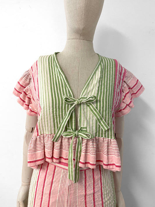 Pink/Green Ruffled Top